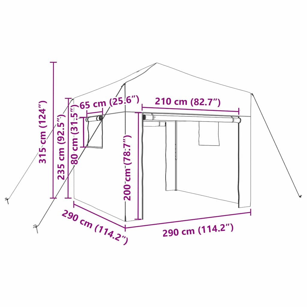 vidaXL Θερμοκήπιο με στέγη Πράσινο 290 x 290 x 315 εκ Ατσάλι