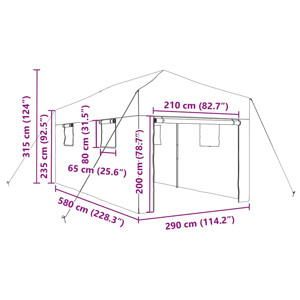 vidaXL Θερμοκήπιο με στέγη Πράσινο 290 x 580 x 315 εκ Ατσάλι