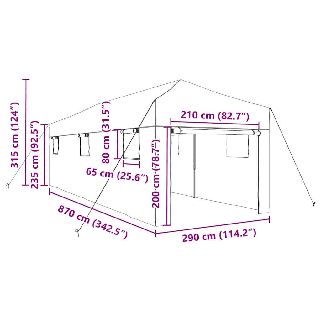 vidaXL Θερμοκήπιο με στέγη Πράσινο 290 x 870 x 315 εκ Ατσάλι