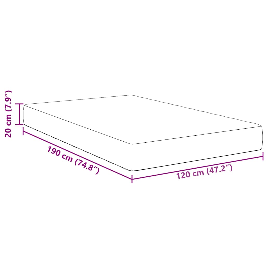 vidaXL Στρώμα Κρεβατιού με στρώμα Μπλε 120 x 190 cm ύφασμα