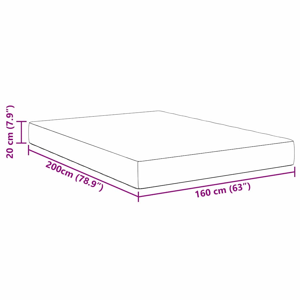 vidaXL Στρώμα Κρεβατιού με στρώμα Ανοιχτό γκρι 160 x 200 cm ύφασμα