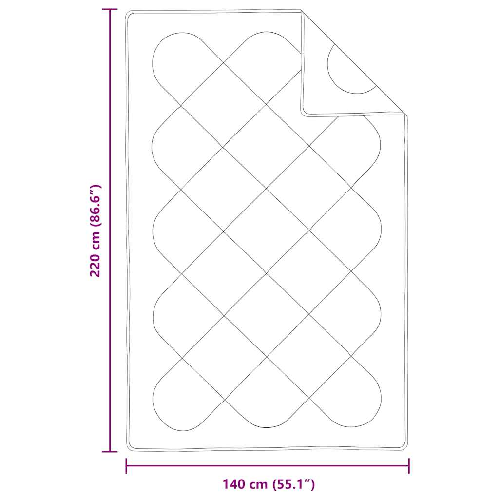 vidaXL Καλοκαιρινό Παπλωματοθήκη Λευκό 220 x 135 x 3 εκ Πολυεστέρας