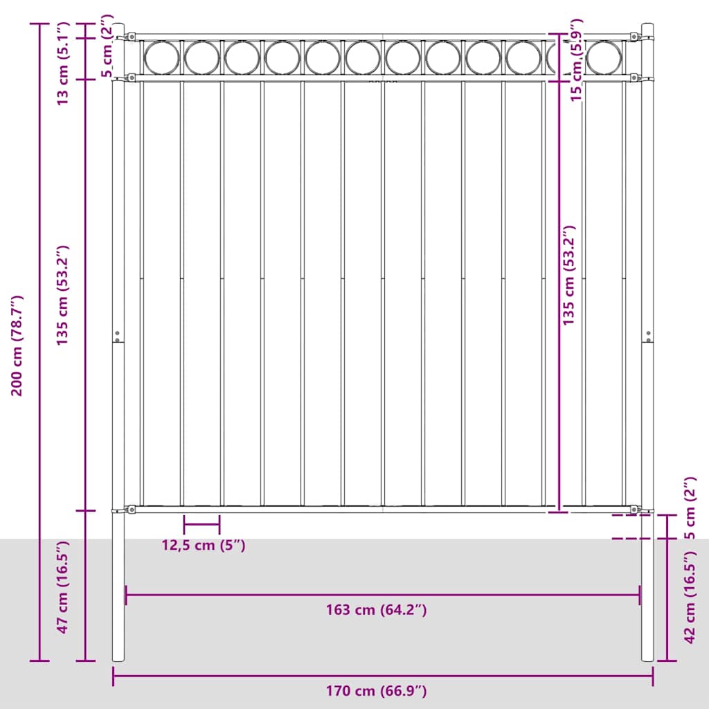 vidaXL Στοιχείο Φράχτη ASSEN 170 x 200 εκ. Ατσάλι Λευκό