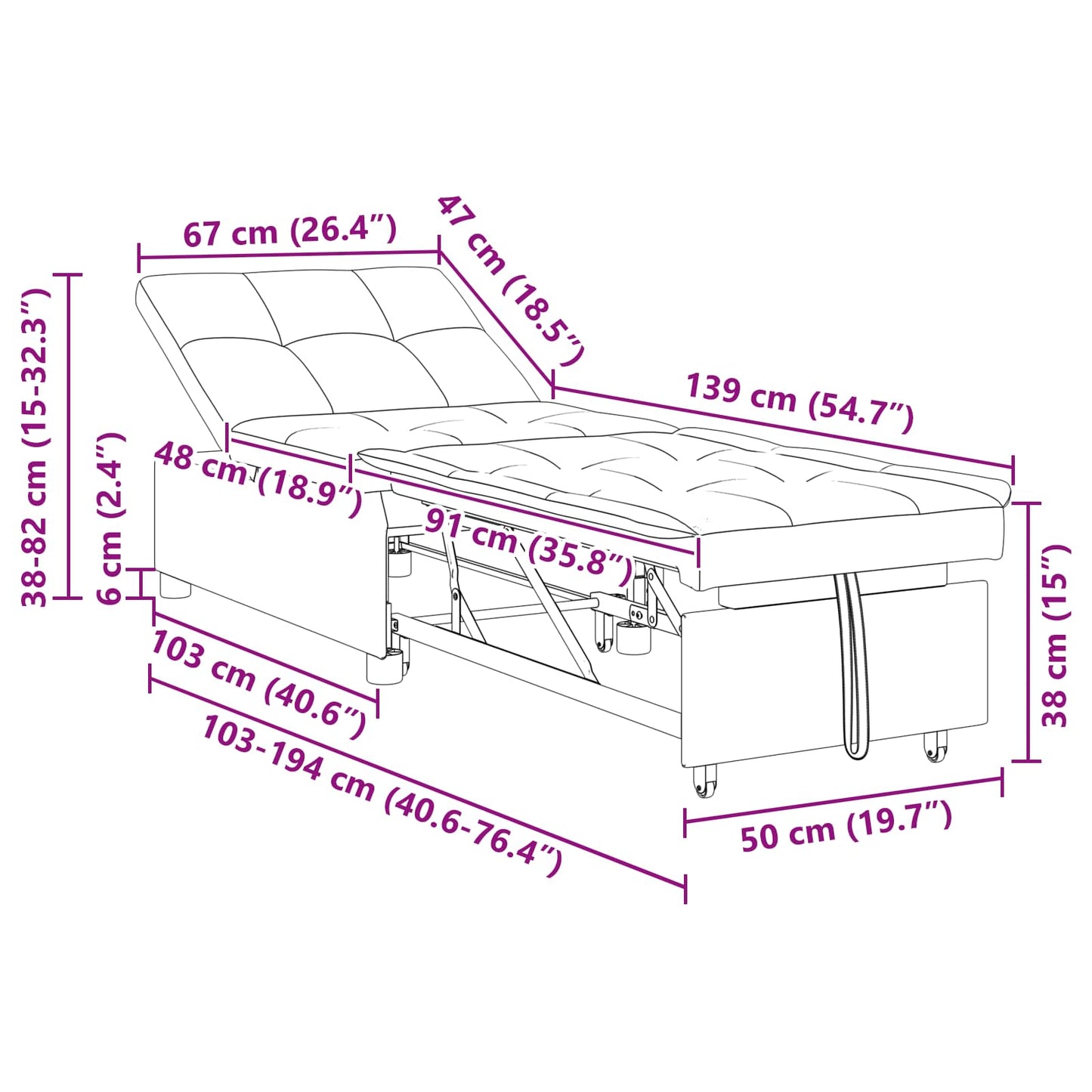 vidaXL Κρεβάτι καναπές Σκούρο Γκρι 194 x 67 x 82 εκ Βελούδο