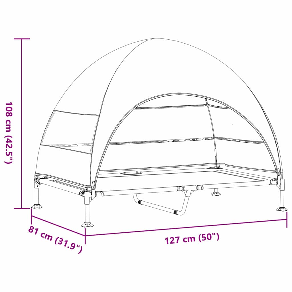 vidaXL Ανασηκωμένο Κρεβάτι Σκύλου με Αφαιρούμενη Οροφή Καφέ XL Σίδερο