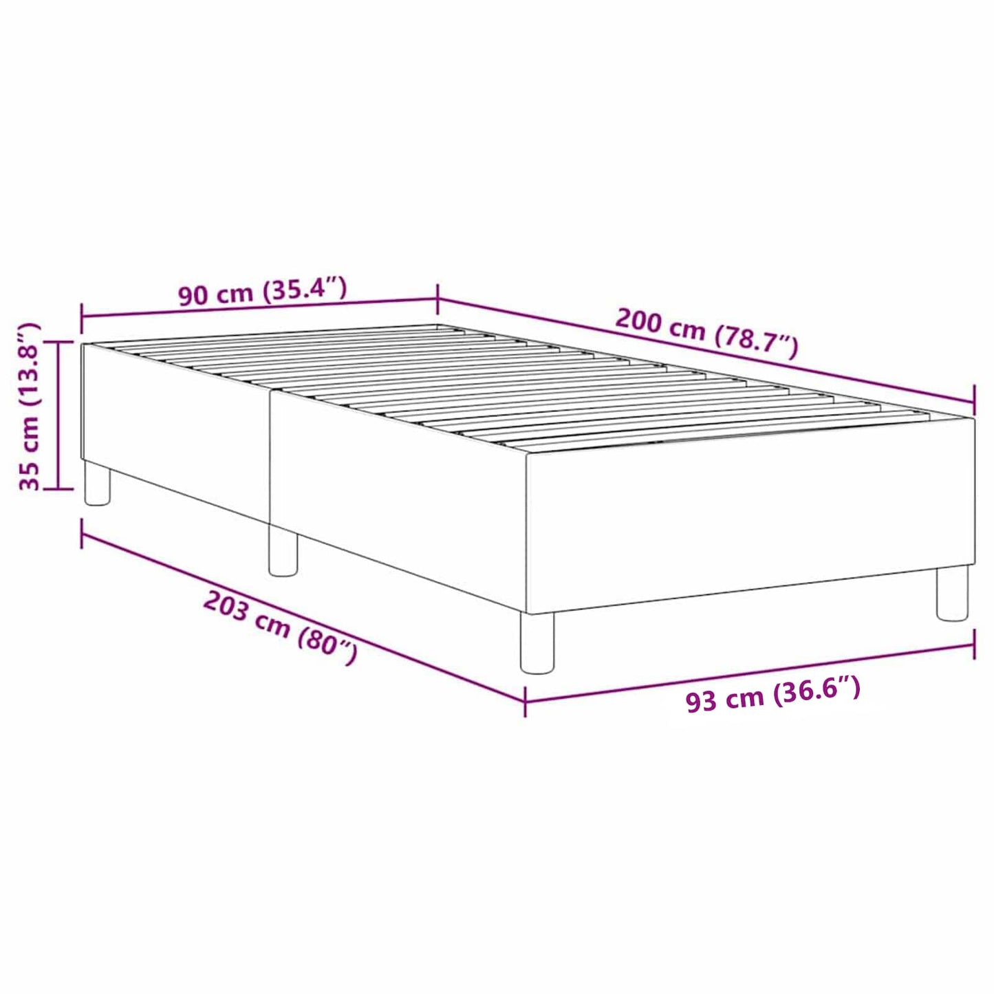 vidaXL Κρεβάτι πλατφόρμα Κρεμ 90 x 200 cm Υφασμάτινο Κορντουρά