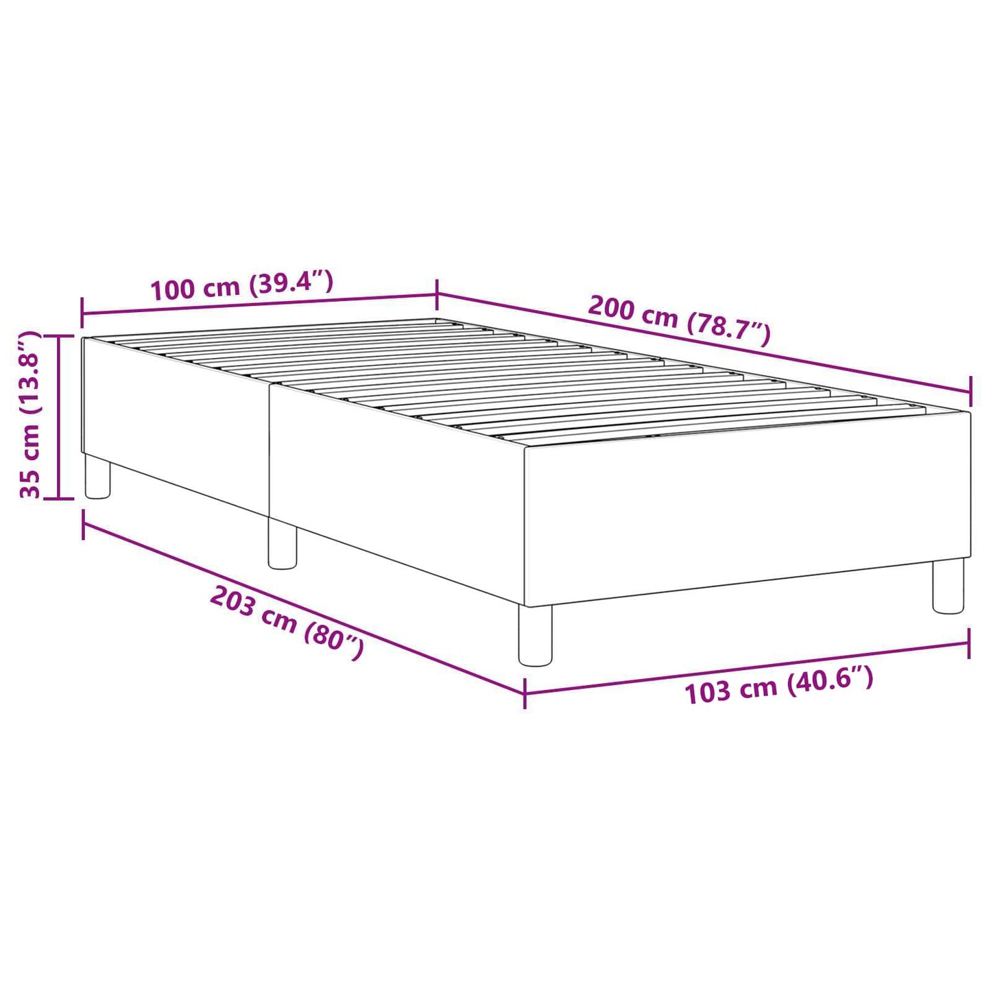 vidaXL Κρεβάτι πλατφόρμα Γκρι Πράσινο 100 x 200 cm