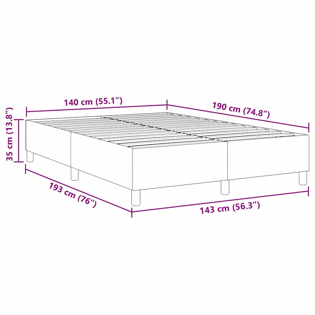 vidaXL Κρεβάτι πλατφόρμα Κρεμ 140 x 190 cm Υφασμάτινο Κορντουρά