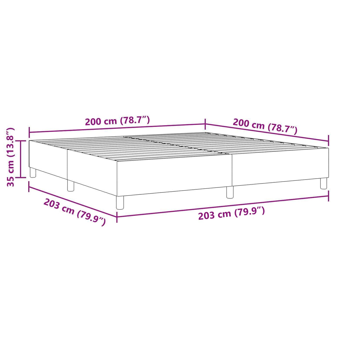 vidaXL Κρεβάτι πλατφόρμα Σκούρο Γκρι 200 x 200 cm Υφασμάτινο Κορντουρά