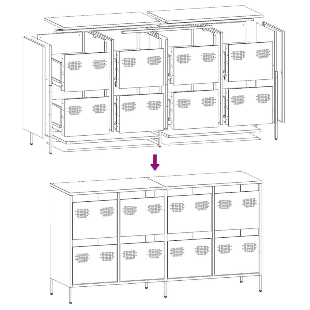 vidaXL Ντουλάπι Ροζ 135x39x73,5 εκ. από Χάλυβα Ψυχρής Έλασης