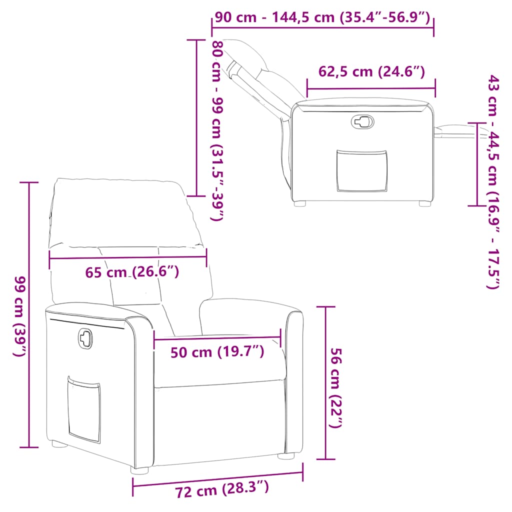 vidaXL Πολυθρόνα Ανακλινόμενη Taupe Υφασμάτινη