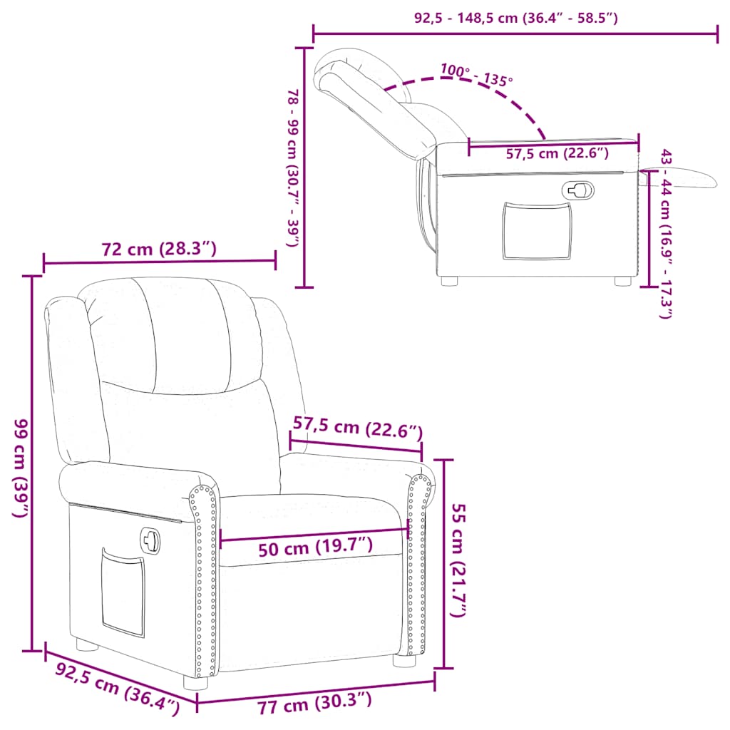 vidaXL Πολυθρόνα Ανακλινόμενη Γυαλιστερό Καφέ από Συνθετικό Δέρμα