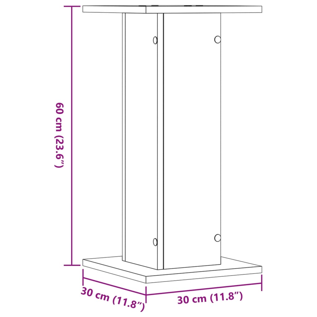 vidaXL Βάσεις Φυτών 2 Τεμ. Γκρι Sonoma 30x30x60 εκ. Επεξεργασμένο Ξύλο