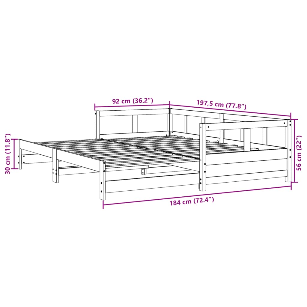 vidaXL Καναπές Κρεβάτι Χωρίς Στρώμα Καφέ 90x190 εκ. Μασίφ Ξύλο Πεύκου