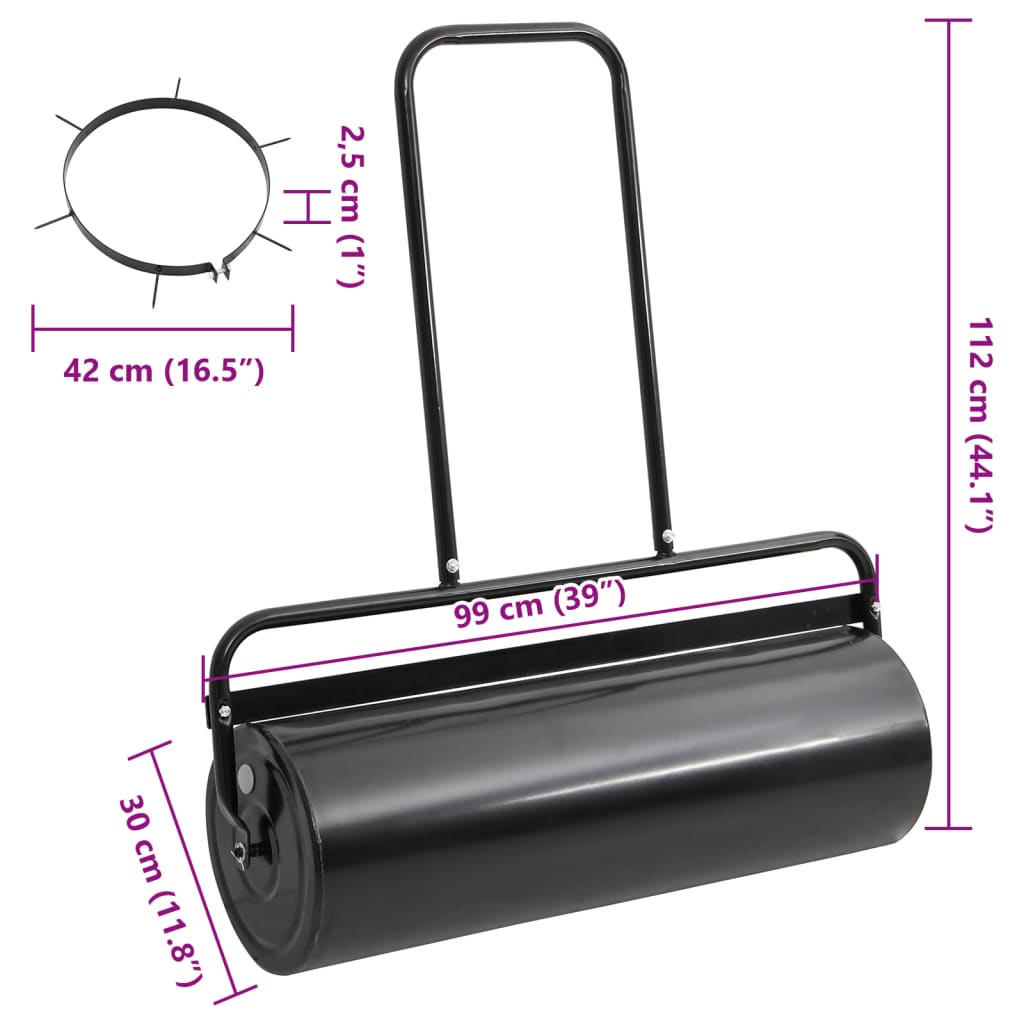 vidaXL Κύλινδρος Γκαζόν Σφιγκτήρες Εξαερωτήρα Μαύρος 63Λ Σίδερο/Ατσάλι