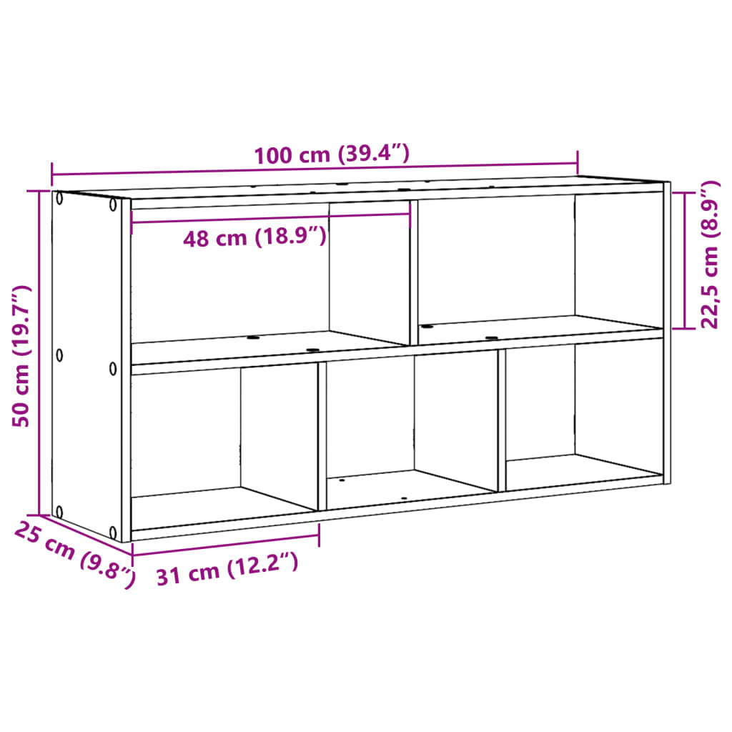 vidaXL Ράφι Τοίχου Sonoma Δρυς 100x25x50 εκ. Επεξεργασμένο Ξύλο