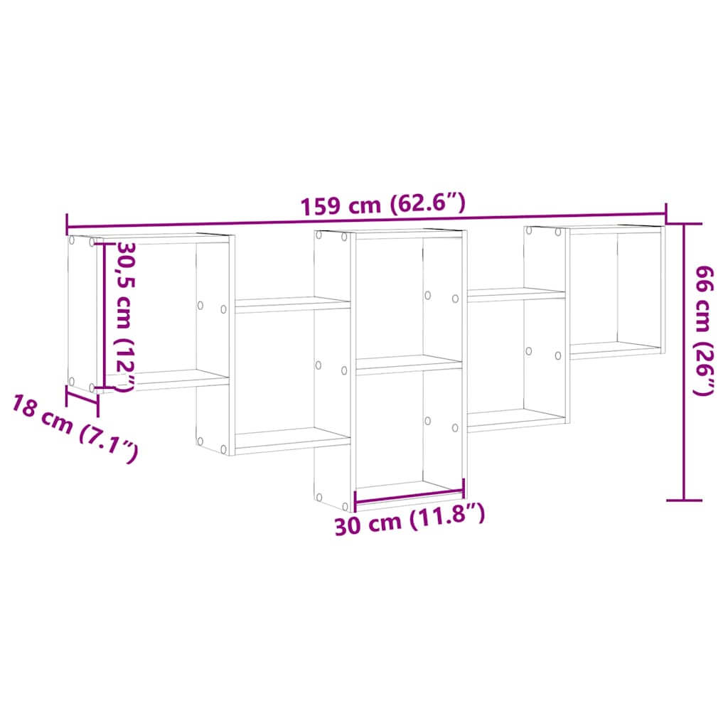 Ράφι τοίχου vidaXL Καπνιστή βελανιδιά 159x18x66 cm Κατασκευασμένο ξύλο