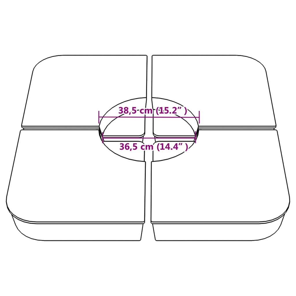 vidaXL 4 τεμαχίων σετ βάσης ομπρέλας για ομπρέλα με σταυρό 100 kg PP