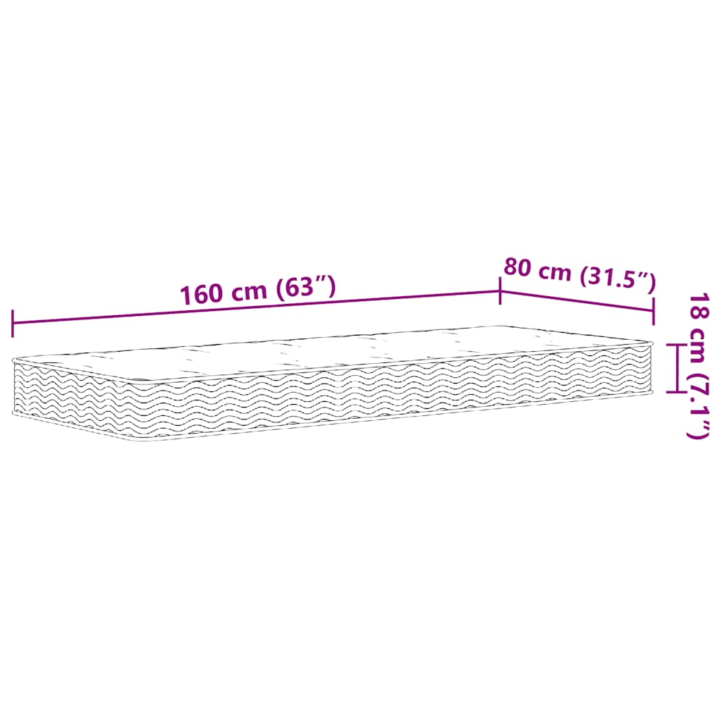 vidaXL Στρώμα με Bonnell Springs για Παιδιά Μεσαία Σκληρότητα 80x160εκ