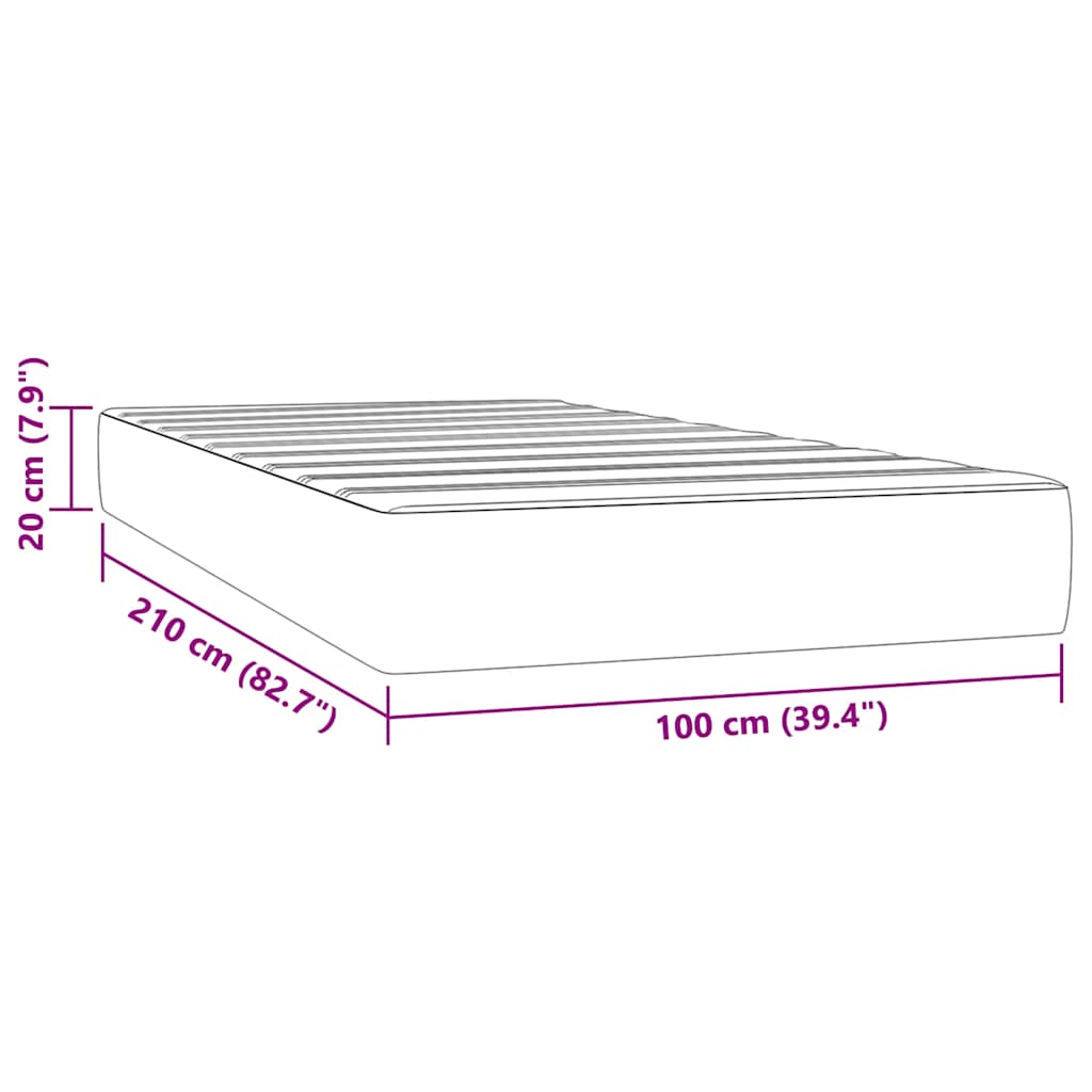 vidaXL Στρώμα με Pocket Springs Μεσαίας Σκληρότητας Ροζ 100x210x20 εκ. Βελούδινο