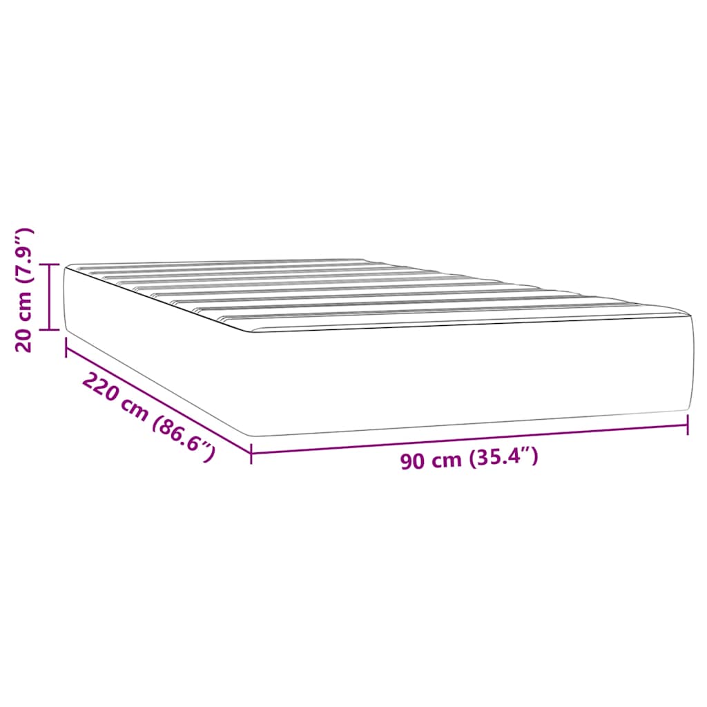 vidaXL Στρώμα με Pocket Springs 90 x 220 x 20 εκ Σκούρο Πράσινο