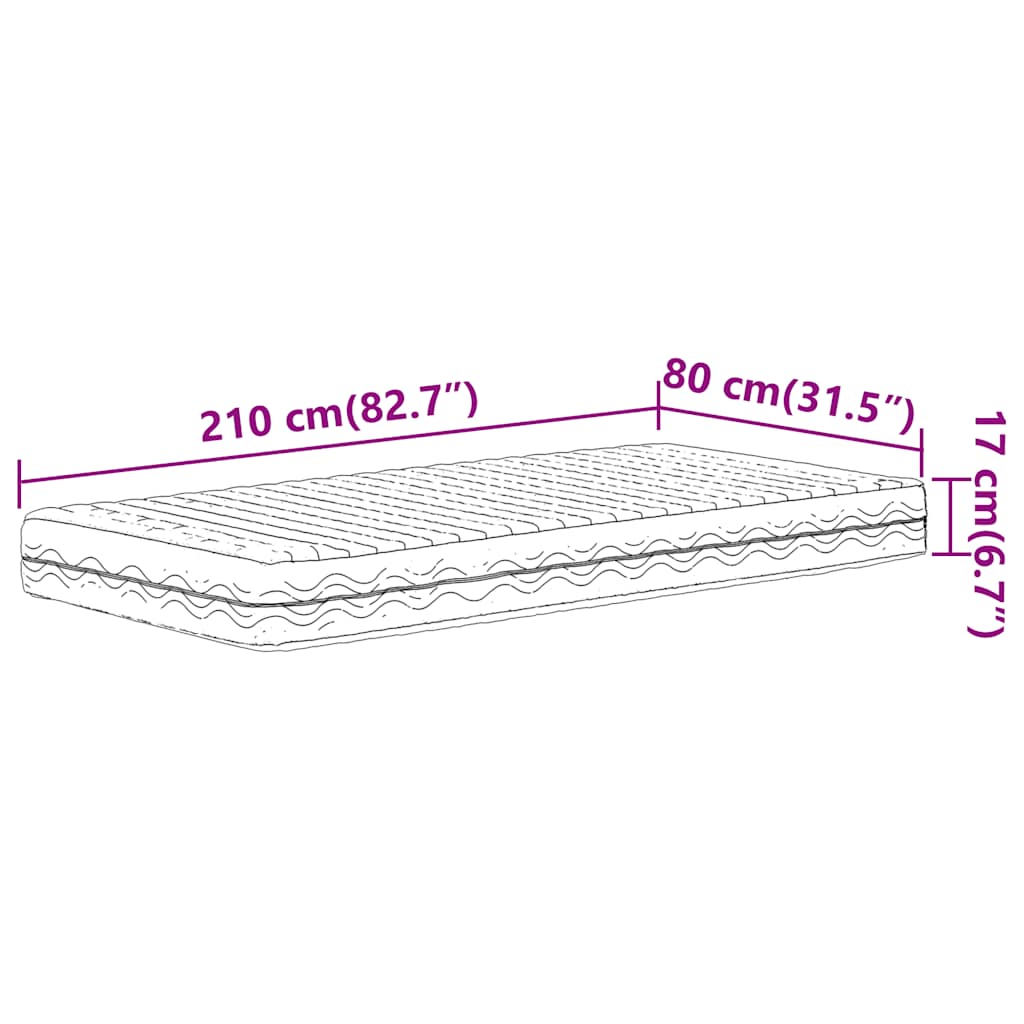 vidaXL Στρώμα Αφρού Σκληρότητα H2 H3 Λευκό 80x210 εκ.