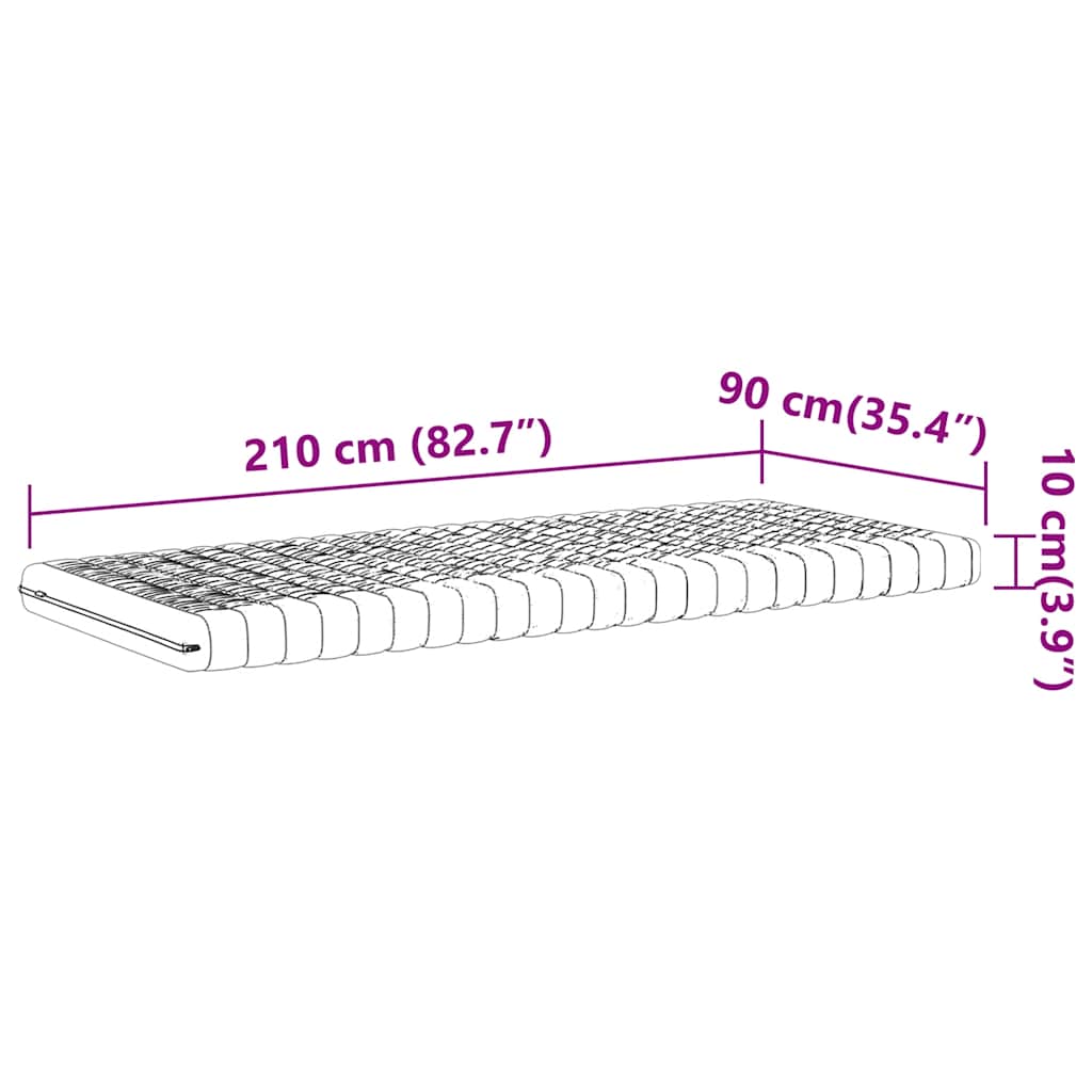 vidaXL Στρώμα Αφρού 7 Ζωνών Σκληρότητα 20 ILD Λευκό 90 x 210 εκ.