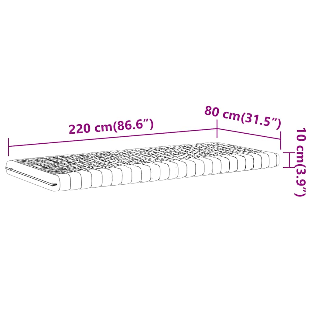 vidaXL Στρώμα Αφρού 7 Ζωνών Σκληρότητα 20 ILD Λευκό 80x220 εκ.