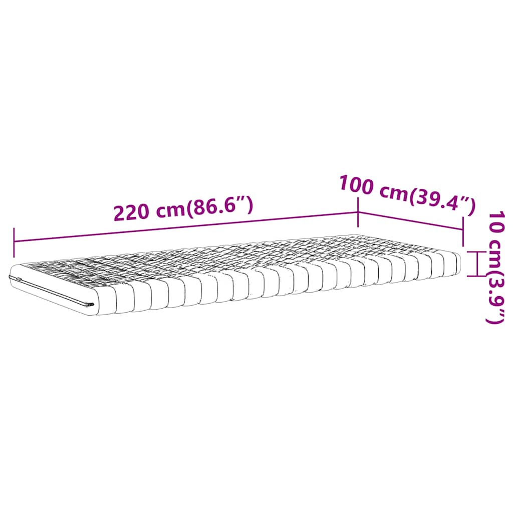 vidaXL Στρώμα Αφρού 7 Ζωνών Σκληρότητα 20 ILD Λευκό 100x220 εκ.