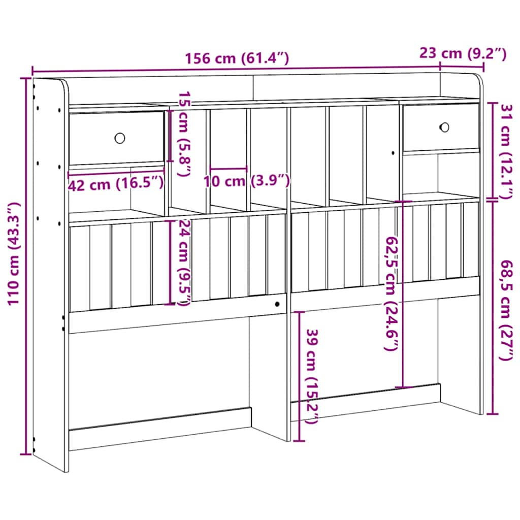 vidaXL Κεφαλάρι με Αποθ. Χώρο 150 εκ. από Μασίφ Ξύλο Πεύκου