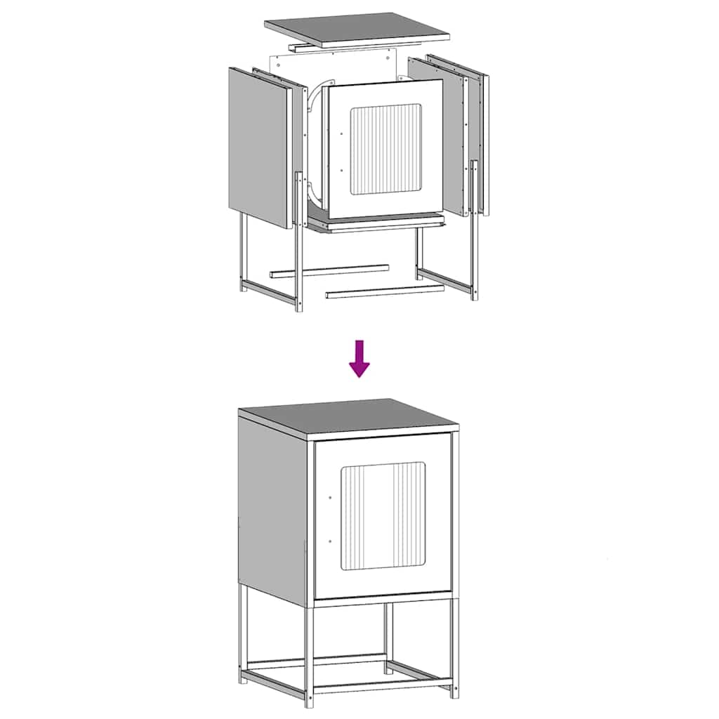 vidaXL Κομοδίνο ροζ 36x39x60,5 cm από χάλυβα ψυχρής έλασης