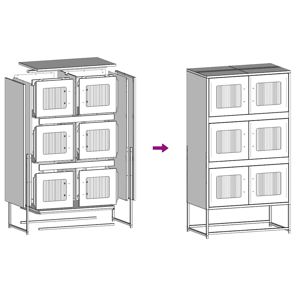 vidaXL Highboard Μαύρο 68x39x123 cm Χάλυβας