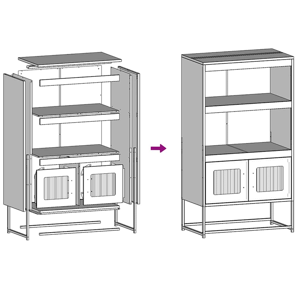 vidaXL Highboard Ανθρακί 68x39x123 cm Χάλυβας