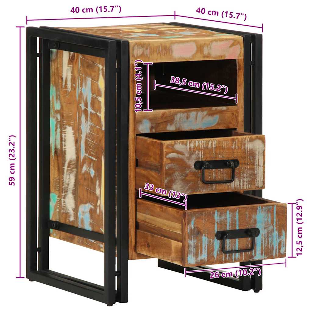 vidaXL Κομοδίνο 40x40x59 εκ. από Μασίφ Ξύλο Ανακυκλωμένου Ξύλου
