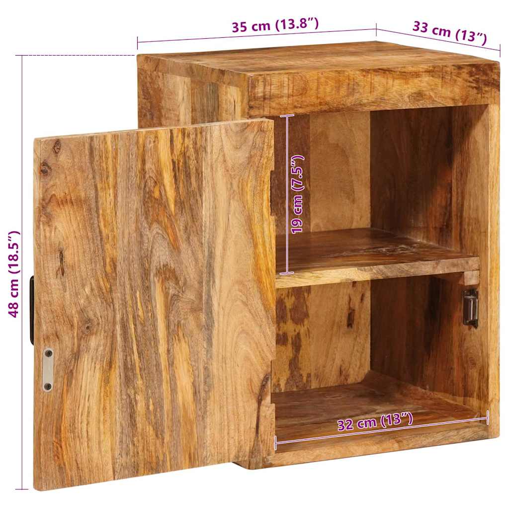 vidaXL Κομοδίνο Καφέ 35 x 33 x 48 εκ Στερεό ξύλο μάνγκο