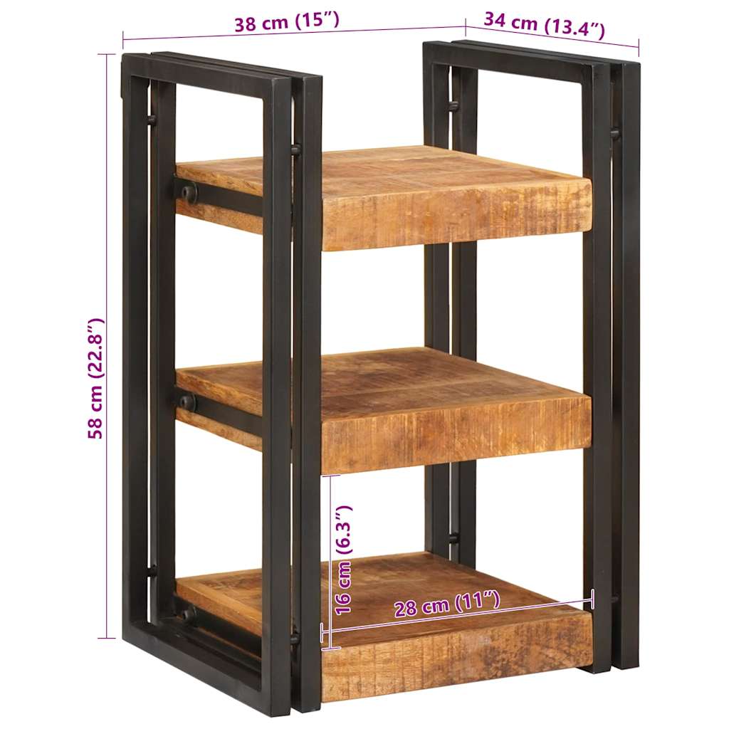 vidaXL Κομοδίνο Καφέ και μαύρο 38 x 33 x 58 εκ. Στερεό ξύλο μάνγκο