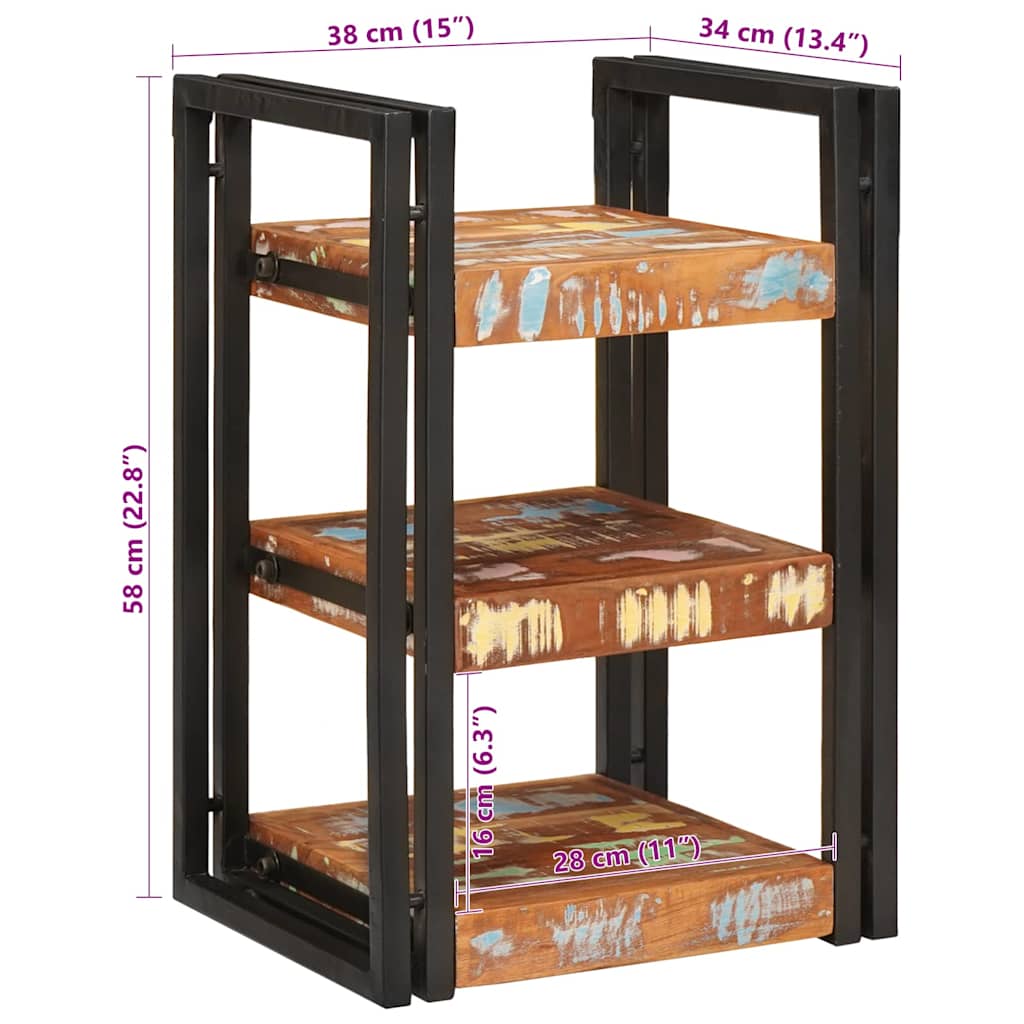 vidaXL Κομοδίνο Καφέ και μαύρο 38 x 33 x 58 εκ. Ανακτημένο Στερεό Ξύλο