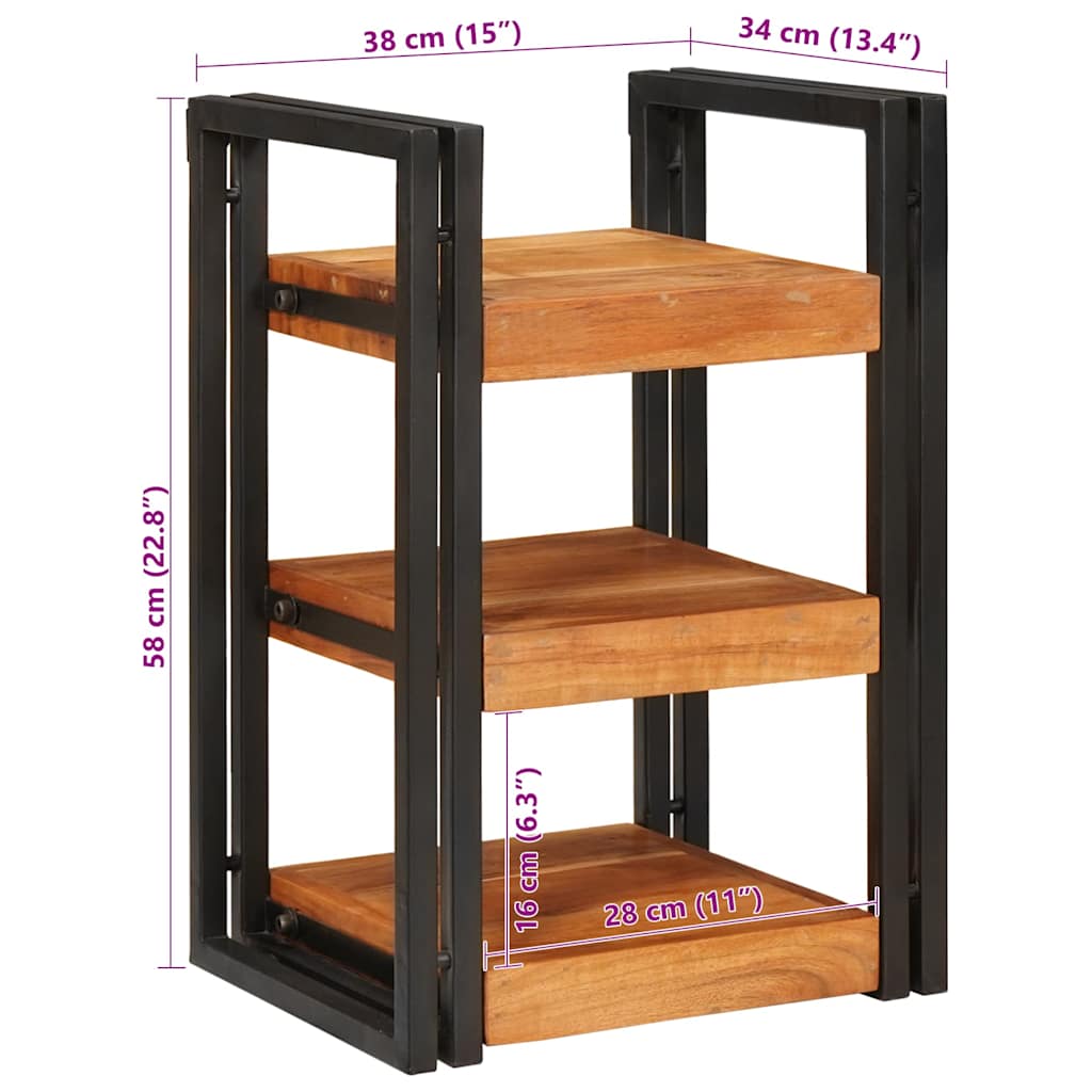 vidaXL Κομοδίνο Καφέ και μαύρο 38 x 33 x 58 εκ. Σταθερό Ξύλο Ακακίας