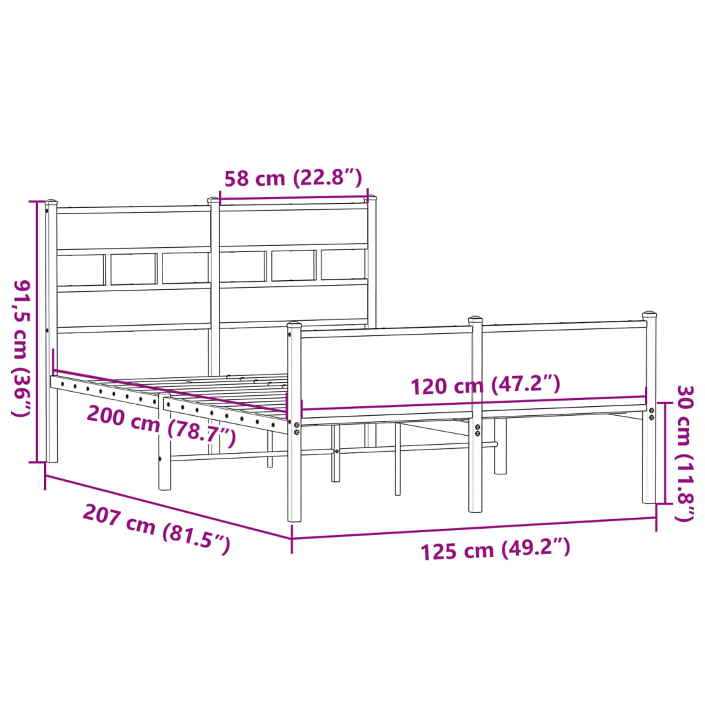 vidaXL Πλαίσιο Κρεβατιού Χωρ. Στρώμα Sonoma Δρυς 120x200εκ. Επ. Ξύλο