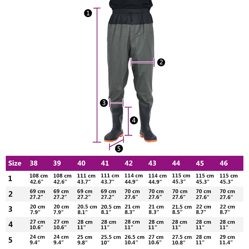 vidaXL Waist Waders με μπότες σκούρο πράσινο μέγεθος 41