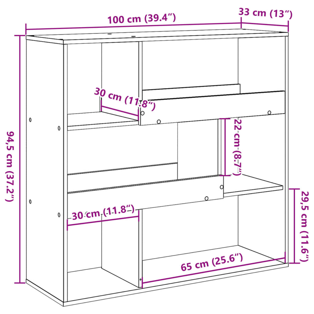 vidaXL Βιβλιοθήκη/Διαχωριστικό Χώρου Sonoma Δρυς 100x33x94,5 εκ.