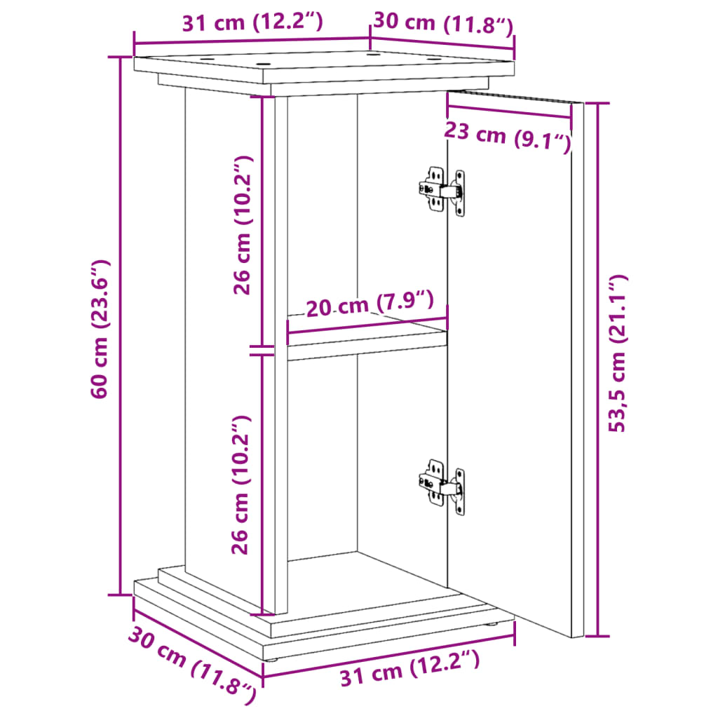 vidaXL Βάση Οθόνης με Αποθ. Μαύρο 31x30x60 εκ. Επεξεργασμένο Ξύλο