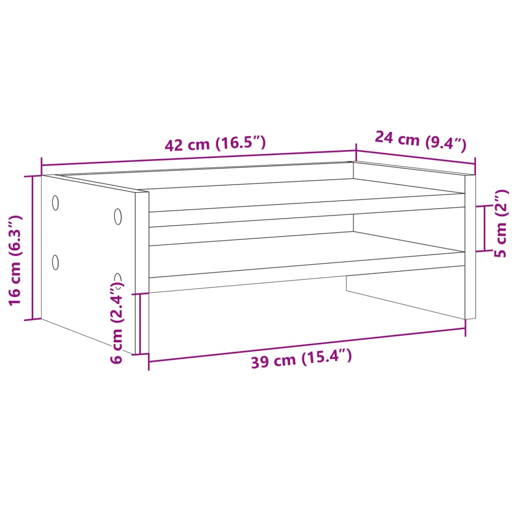 vidaXL Βάση Οθονών Γκρι του Σκυροδέματος 42x24x16 εκ. από Επεξ. Ξύλο
