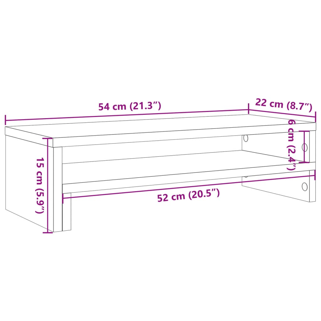 vidaXL Βάση Οθόνης Όψη Παλαιού Ξύλου 54x22x15 εκ. από Επεξ. Ξύλο
