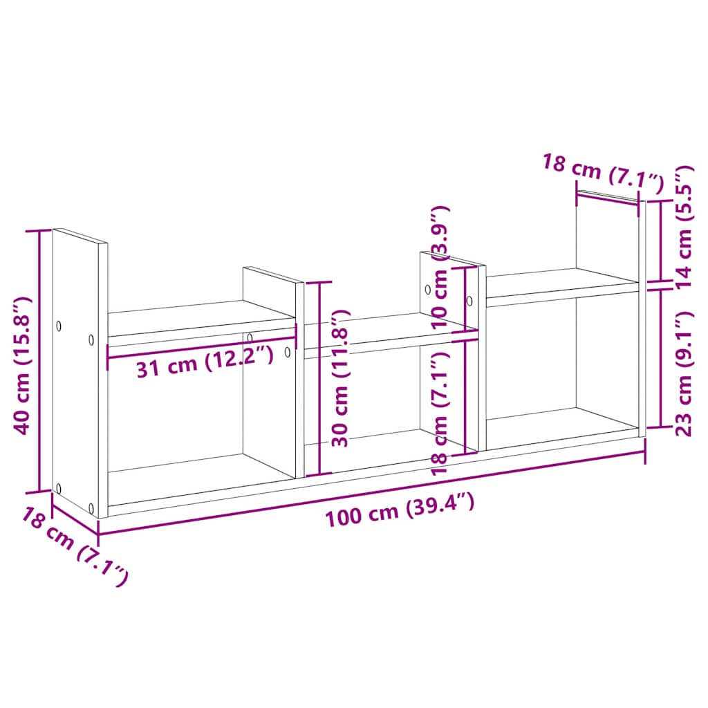vidaXL Ντουλάπι Τοίχου Μαύρο 100x18x40 εκ. από Επεξεργασμένο Ξύλο