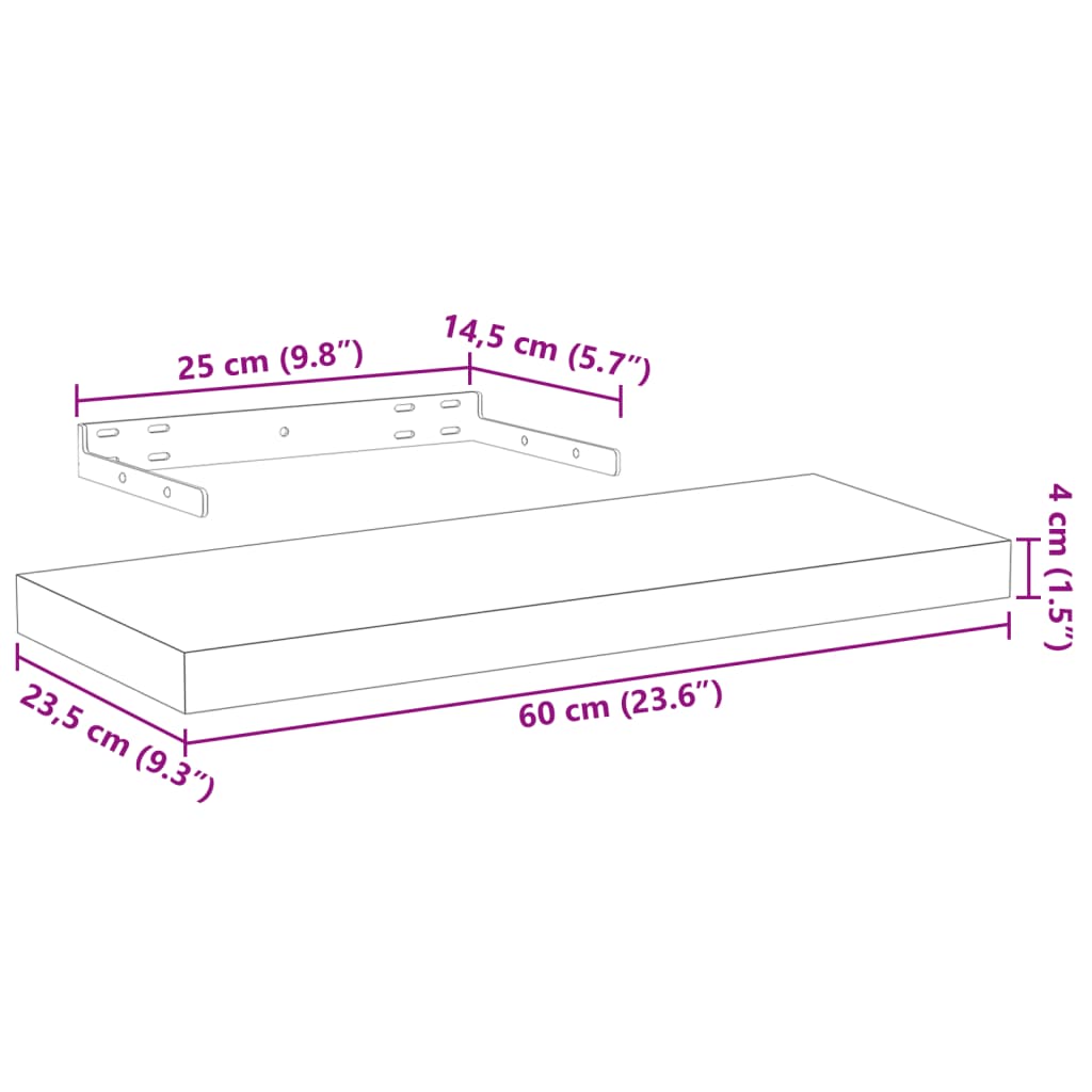 vidaXL Ράφι Τοίχου 60x23,5x4 εκ. Επεξεργασμένο Ξύλο