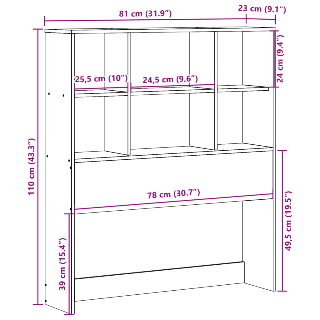 vidaXL Κεφαλάρι με Αποθ. Χώρο Καφέ Κεριού 75 εκ. από Μασίφ Ξύλο Πεύκου