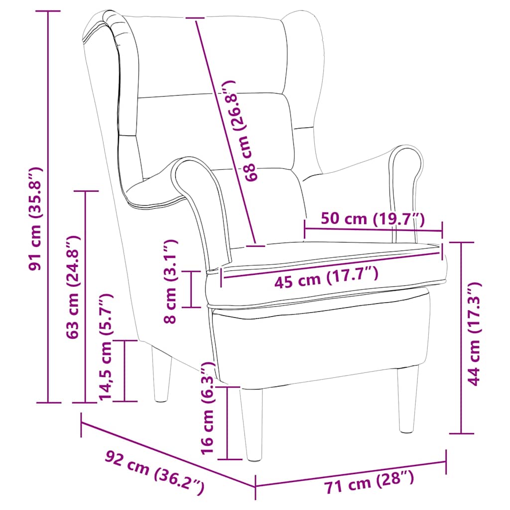 vidaXL πολυθρόνα σκούρο καφέ 74x84x100 cm ύφασμα