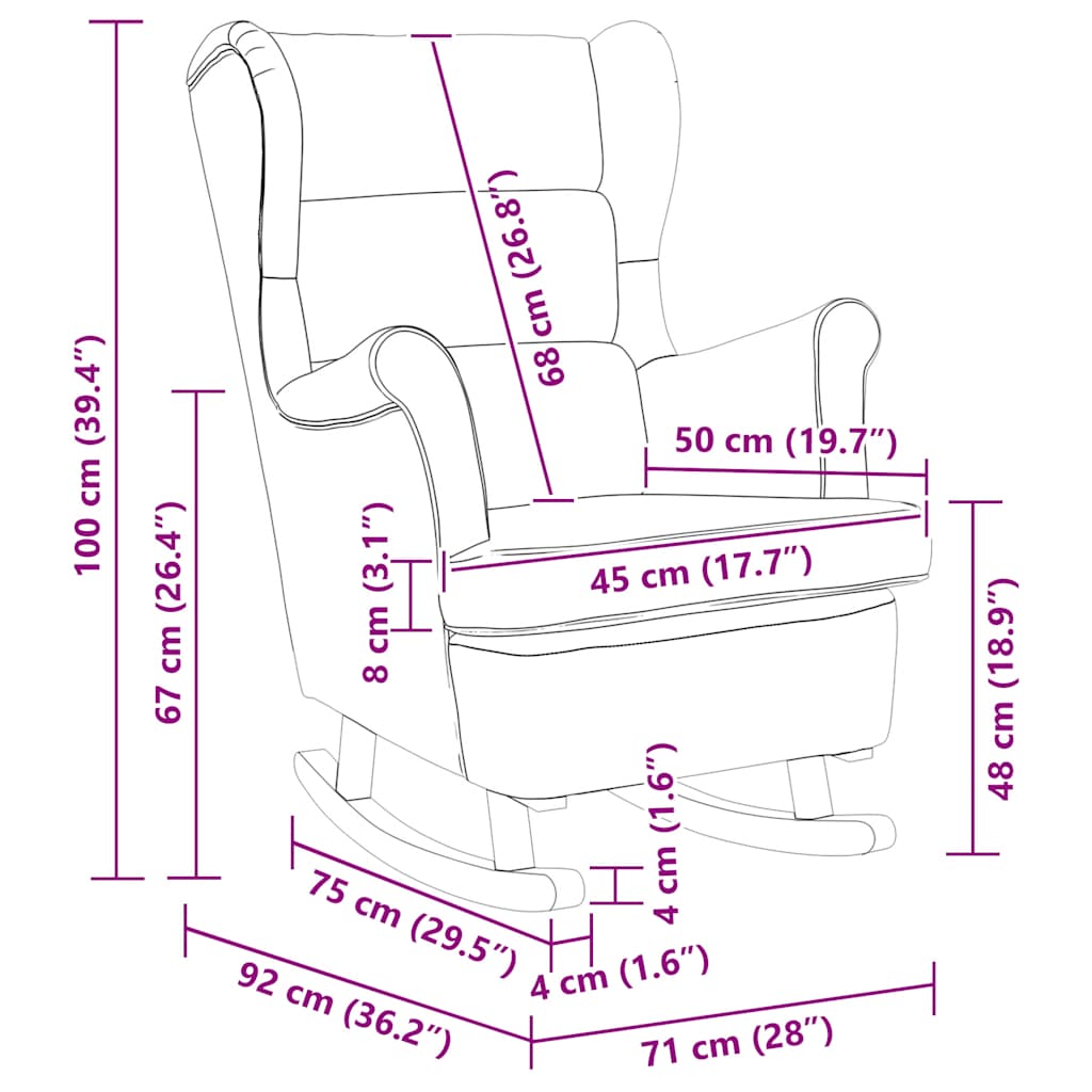 vidaXL Κουνιστή καρέκλα Taupe 74x90x102 cm Ύφασμα