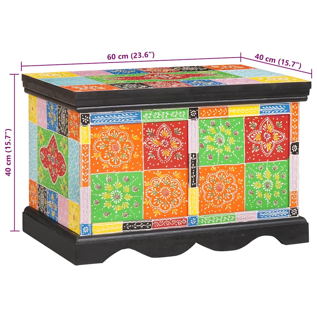 vidaXL Κουτί αποθήκευσης Πολύχρωμο 60 x 40 x 40 εκ. Μασίφ ξύλο μάνγκο
